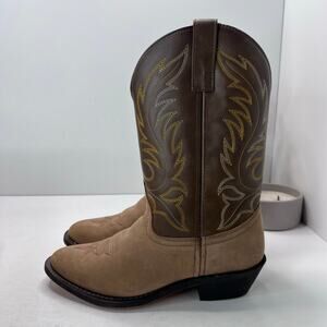 Laredo Lee Vamp Fox Leather Cowboy Pull On Boots Brown Women's US 9W Style 5742